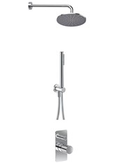 TOCCO RIGATO art. PER55000TCR   Set parte esterna - Combinazione doccia. Soffione, supporto con presa acqua, flessibile e doccetta monogetto. Miscelatore doccia incasso con deviatore