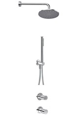 TOCCO RIGATO art. PER55000SLTCR   Set parte esterna - Combinazione doccia. Soffione, supporto con presa acqua, flessibile e doccetta monogetto. Miscelatore doccia incasso con deviatore