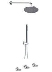 TOCCO RIGATO art. PER55216-D37    Set parte esterna - Combinazione doccia. Soffione, supporto con presa acqua, flessibile e doccetta monogetto. Rubinetteria doccia incasso con deviatore