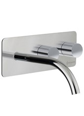 WE-BOX art. PE178915-D37-SX  Set parte esterna - Miscelatore lavabo a parete con bocca a sinistra TOCCO RIGATO