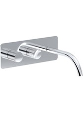 WE-BOX art. PE178915-D37-DX  Set parte esterna - Miscelatore lavabo a parete con bocca a destra TOCCO RIGATO