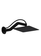 Art. R51847 Soffione ultrapiatto quadrato 250x250 mm "Total black" con ugelli neri e braccio doccia a parete
