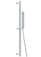 Art. R50451W Asta saliscendi rettangolare in metallo con doccetta e flessibile in PVC silver m 1,50