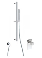 SON PRO art. PER55180    Set parte esterna - Combinazione doccia. Asta saliscendi con flessibile in PVC silver m 1,50 e doccetta monogetto. Presa acqua 1/2". Miscelatore doccia incasso