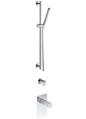 MON PRO art. PER55190    Set parte esterna - Combinazione doccia. Asta saliscendi con flessibile in PVC silver m 1,50 e doccetta monogetto. Presa acqua 1/2". Miscelatore doccia incasso