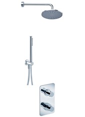 ELETTA art. PER55000TAMESLR   Set parte esterna - Combinazione doccia. Soffione, supporto con presa acqua, flessibile e doccetta monogetto. Miscelatore  termostatico doccia incasso con deviatore