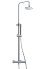 ELETTA art. 615318/615321/615325 Colonna doccia estensibile con supporto doccetta, doccetta, flessibile, soffione tondo, miscelatore termostatico "COOL BODY" con deviatore